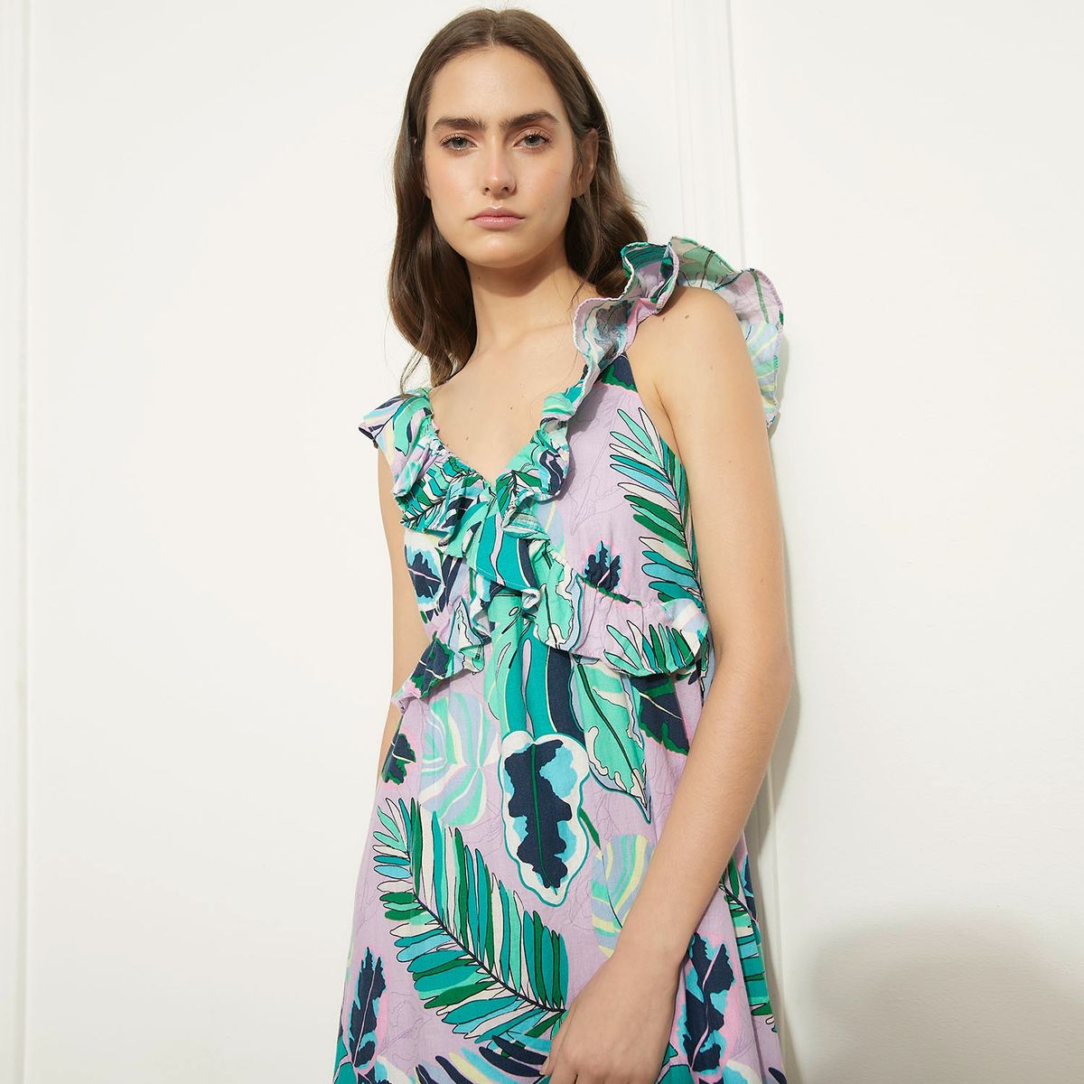 BASEMENT - Vestido Largo Lino Mujer Basement