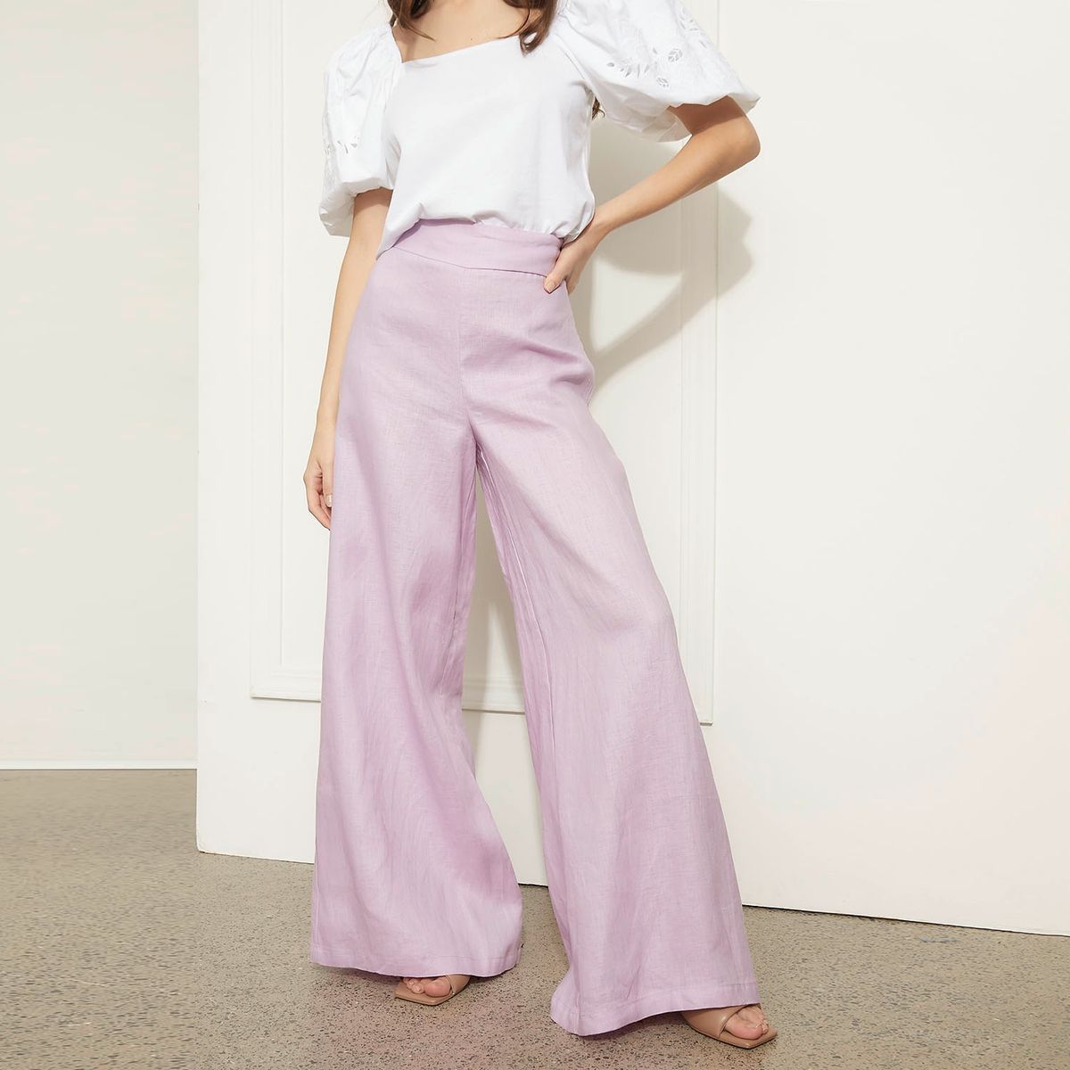 BASEMENT - Pantalón Tiro Medio Lino Mujer Basement