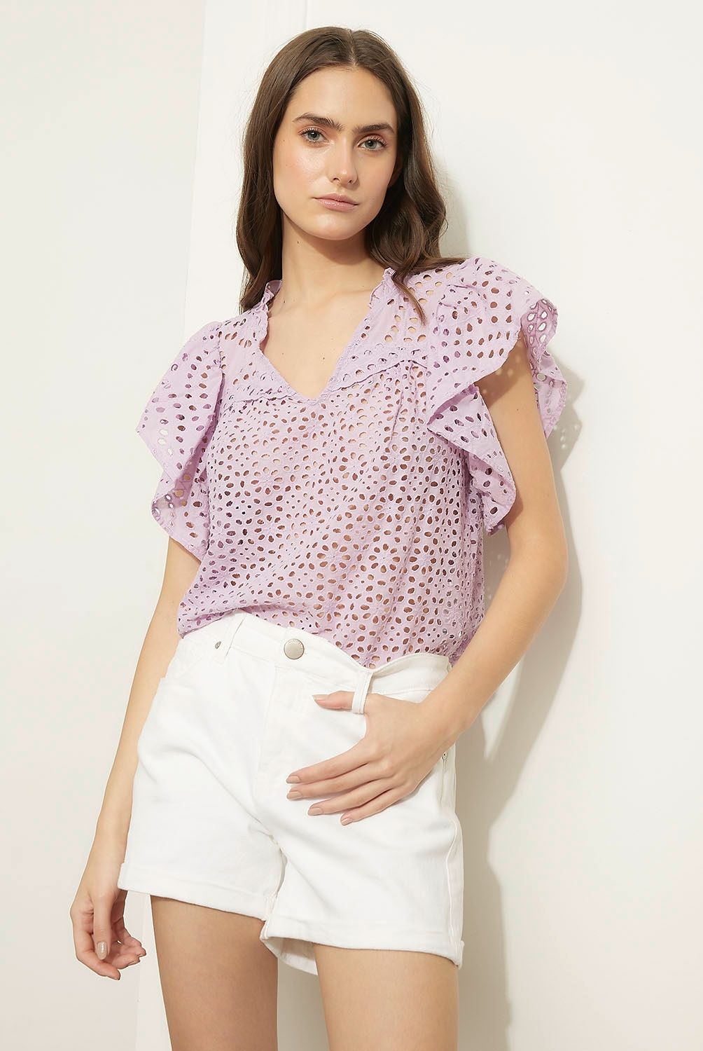BASEMENT - Blusa Manga Corta Algodón Mujer Basement