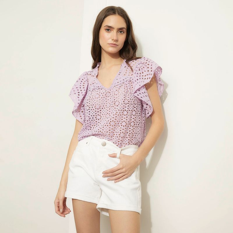 BASEMENT - Blusa Manga Corta Algodón Mujer Basement