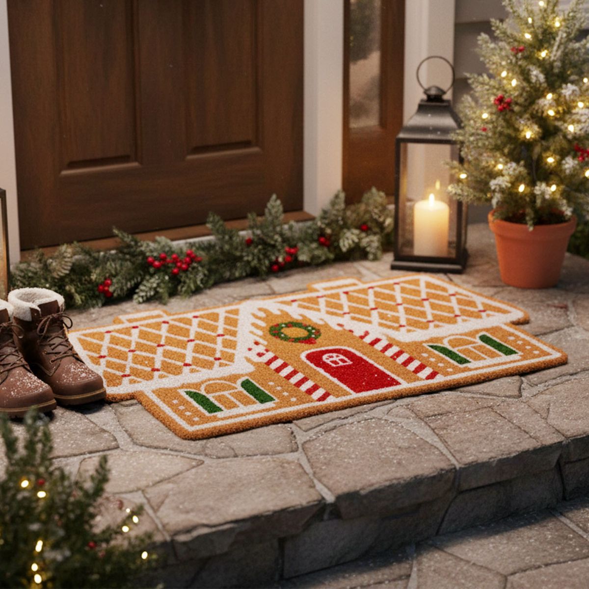 MICA - Tapete Limpia Pies Casa Navidad 40X70 Cm Mica