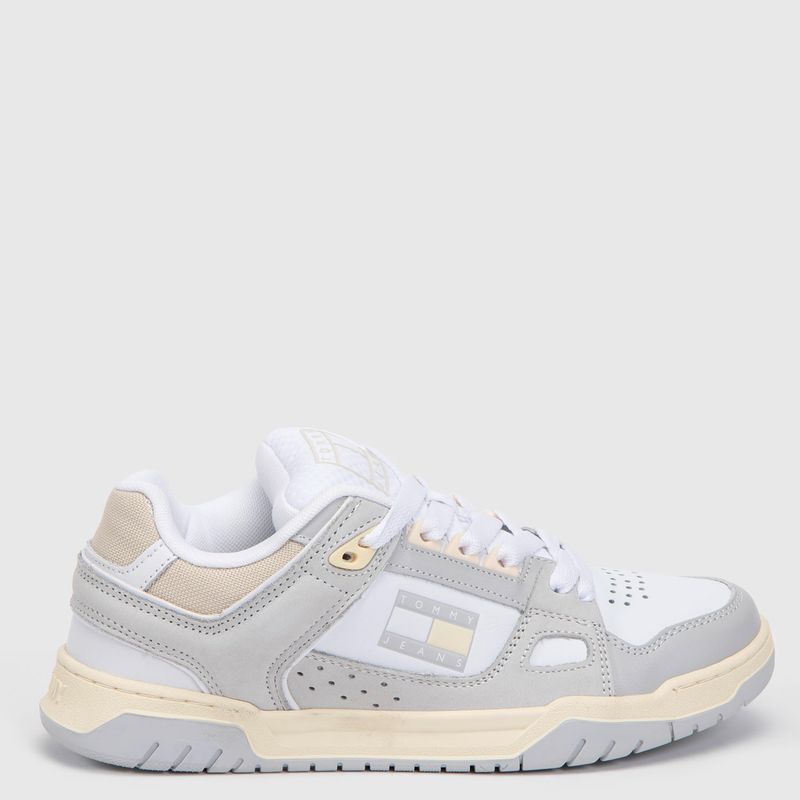 TOMMY HILFIGER - Zapatilla Urbana Mujer Cuero Gris Tommy Hilfiger