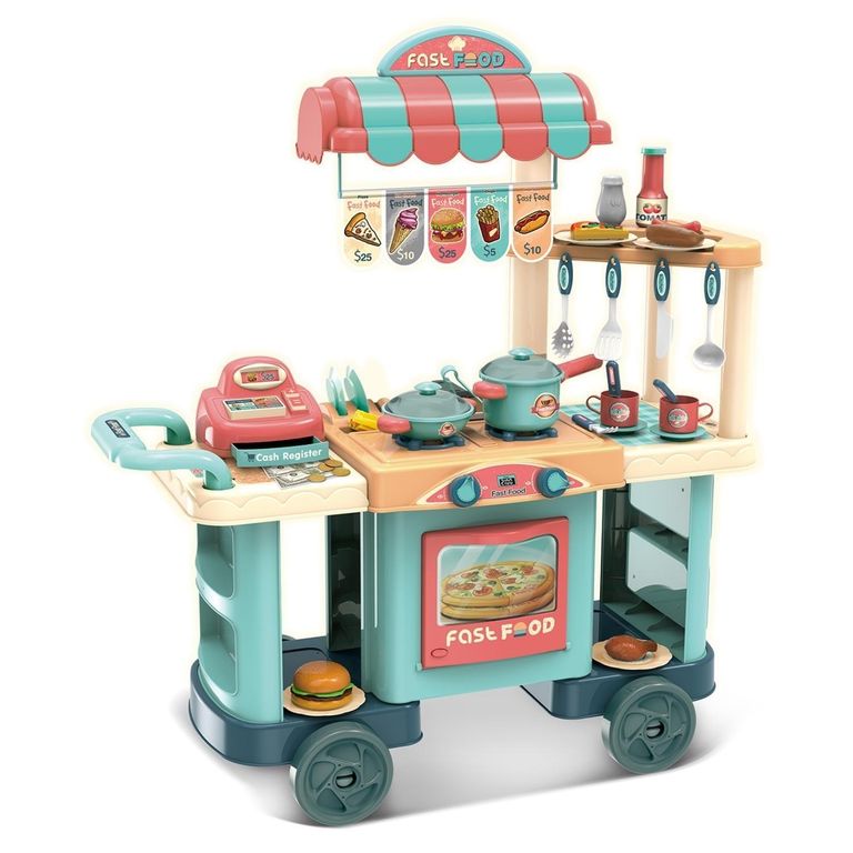 KIDS N PLAY Carrito Comida Turquesa