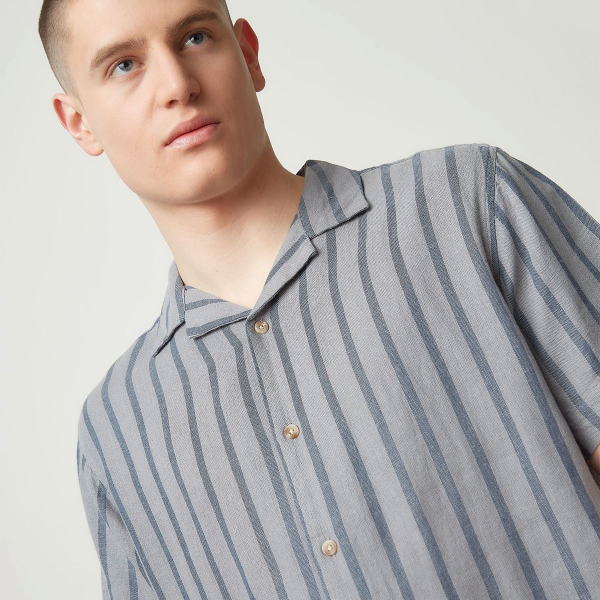 AMERICANINO - Camisa Casual Manga Corta Lino Hombre Americanino