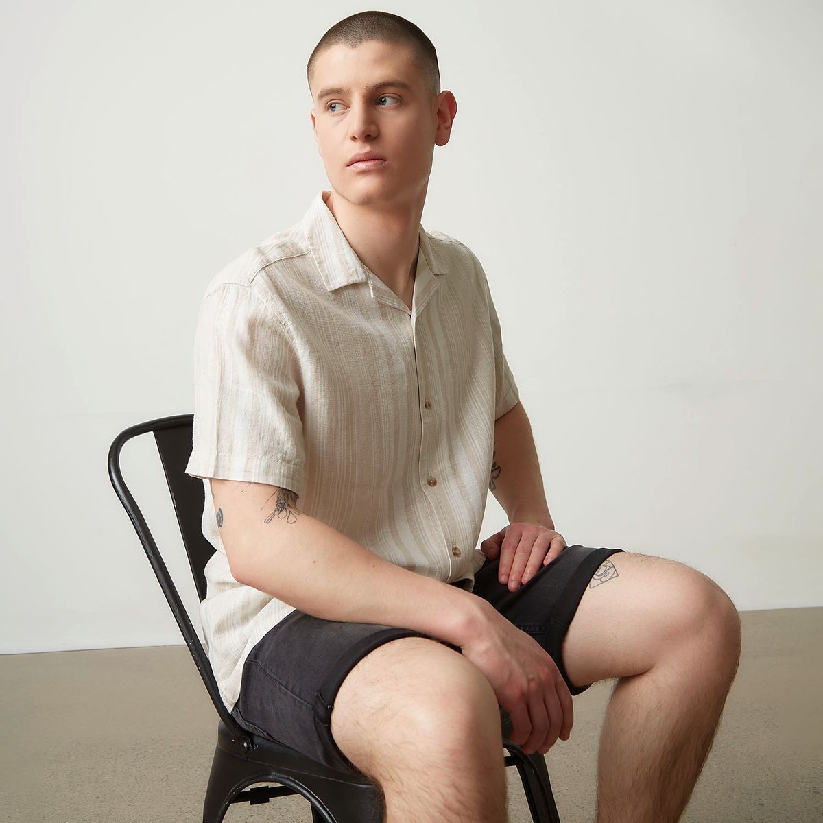 AMERICANINO - Camisa Casual Manga Corta Lino Hombre Americanino