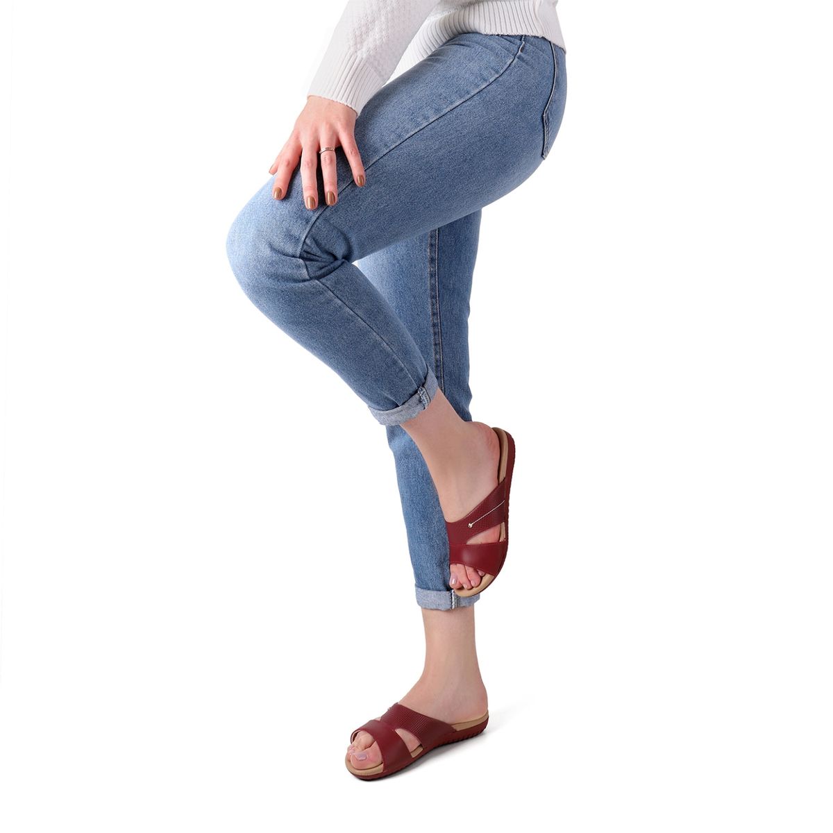 USAFLEX - Sandalia Mujer Cuero Rojo Usaflex