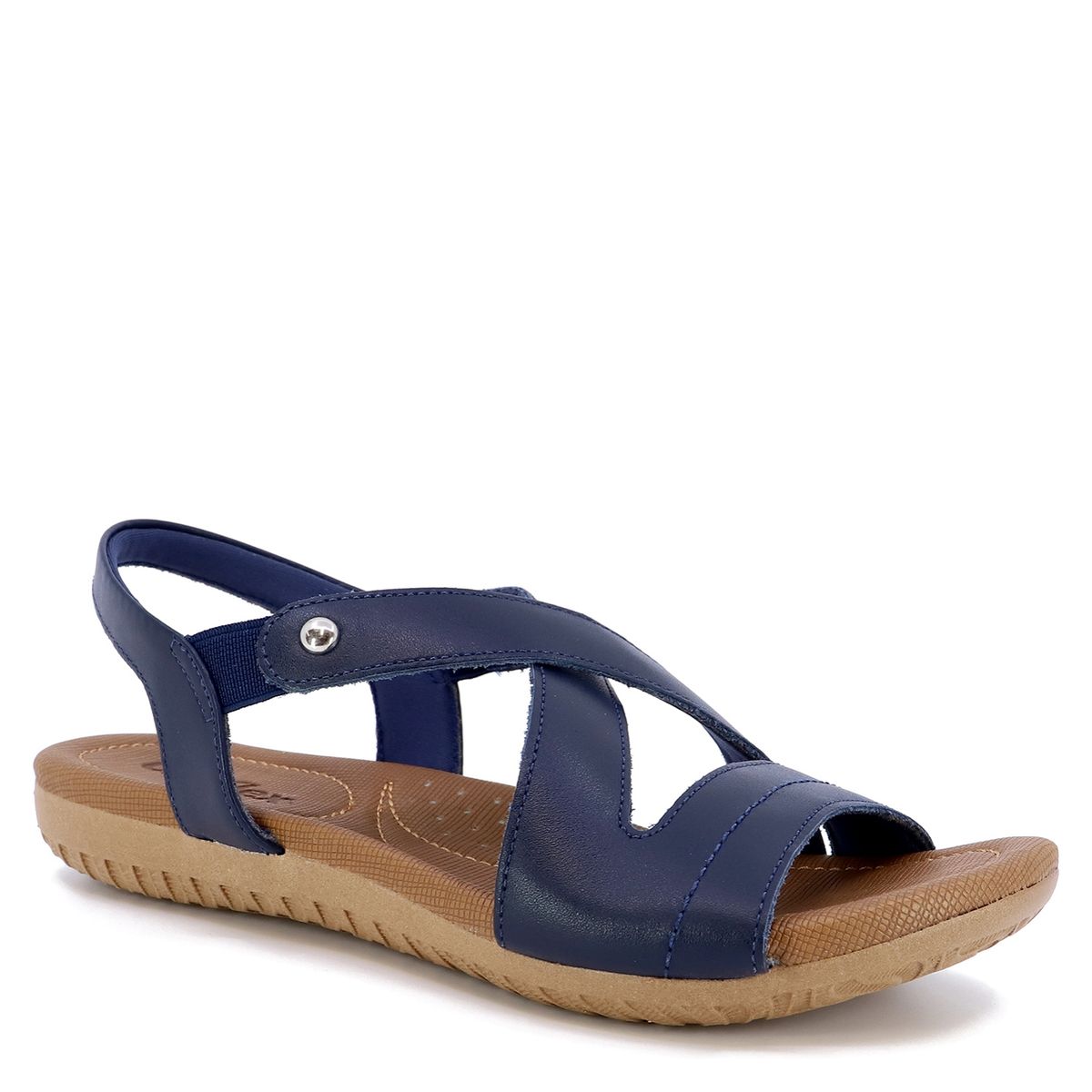 USAFLEX - Sandalia Plana Mujer Cuero Azul Usaflex