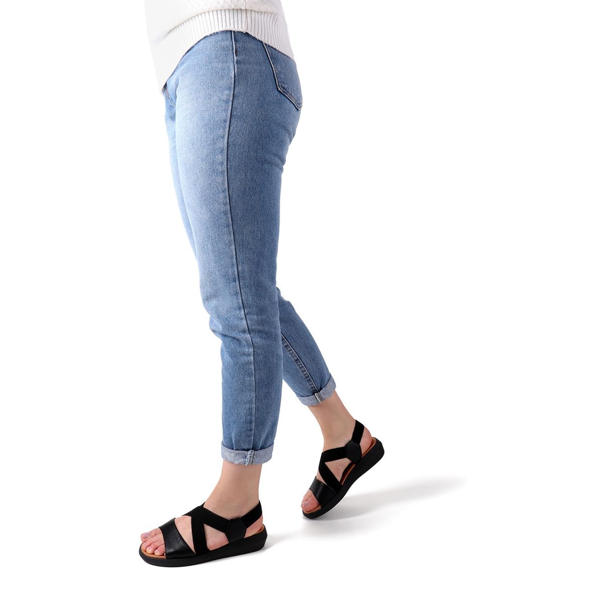 USAFLEX - Sandalia Mujer Cuero Negro Usaflex