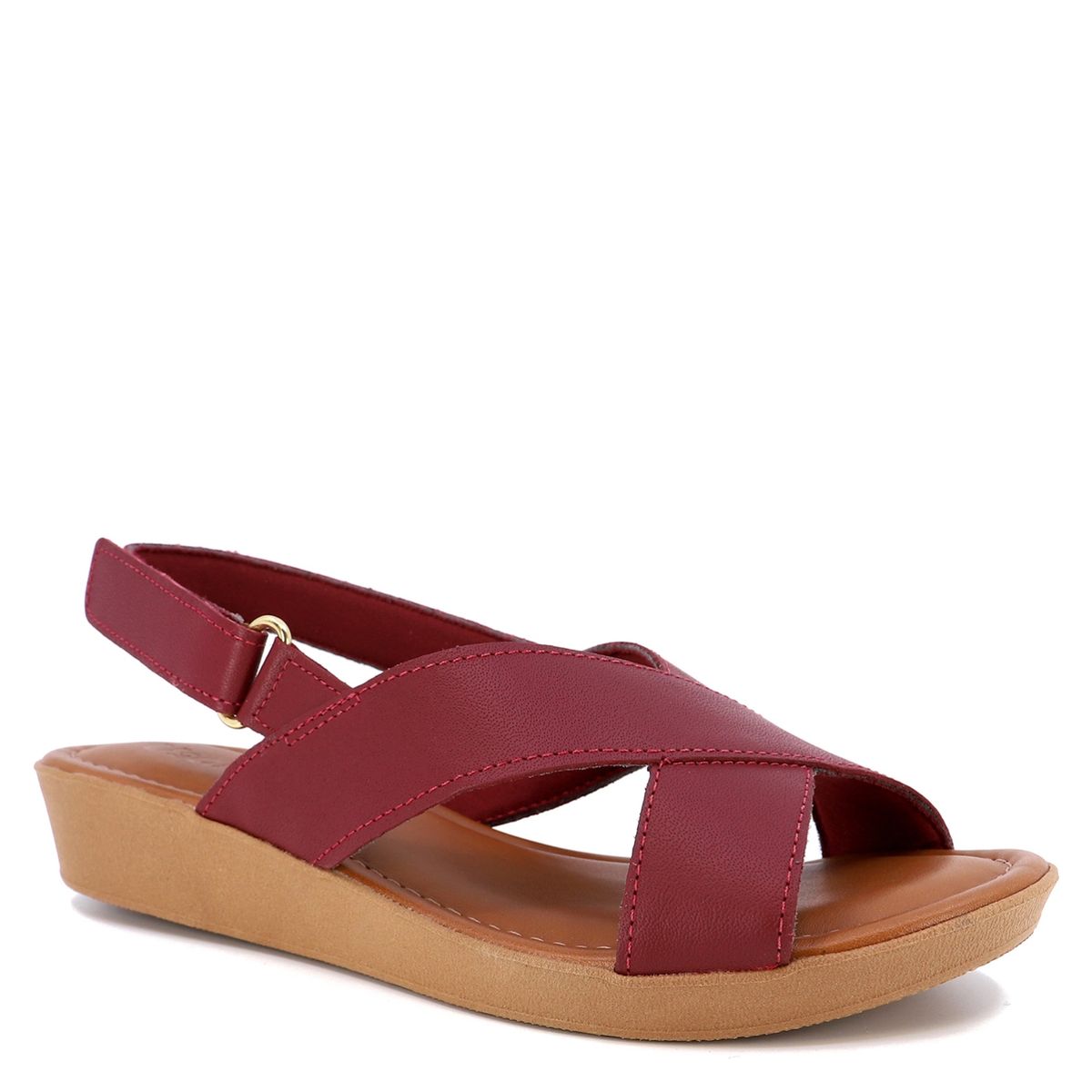 USAFLEX - Sandalia Mujer Cuero Rojo Usaflex