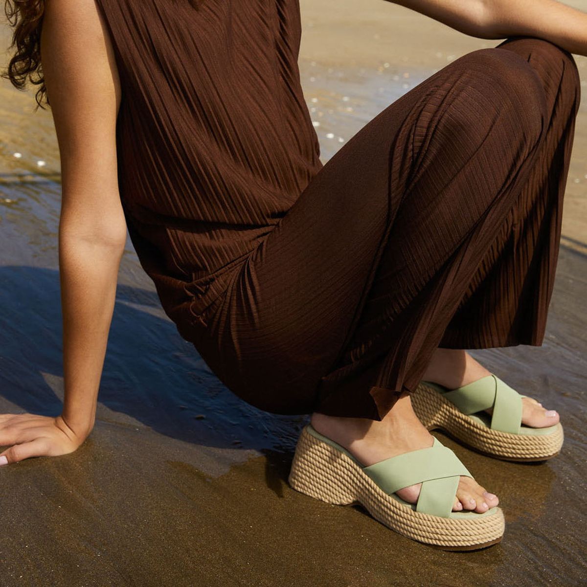 BASEMENT - Sandalia Mujer Verde Basement