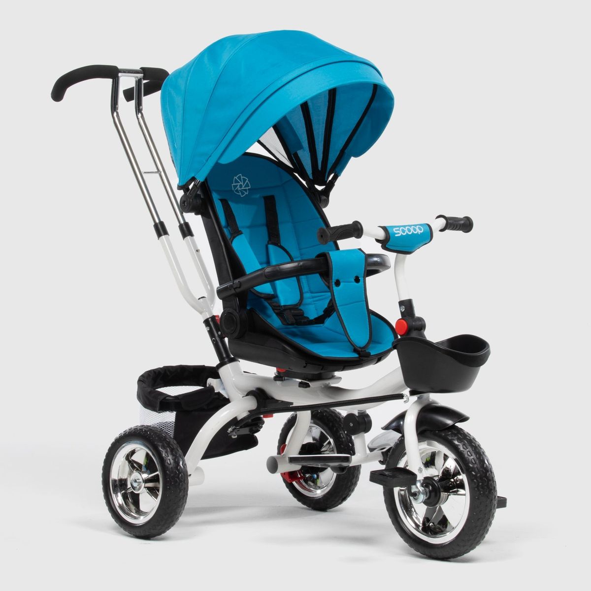 SCOOP - Triciclo Bebé Plegable Scoop Para Paseo Infantil Acero Celeste