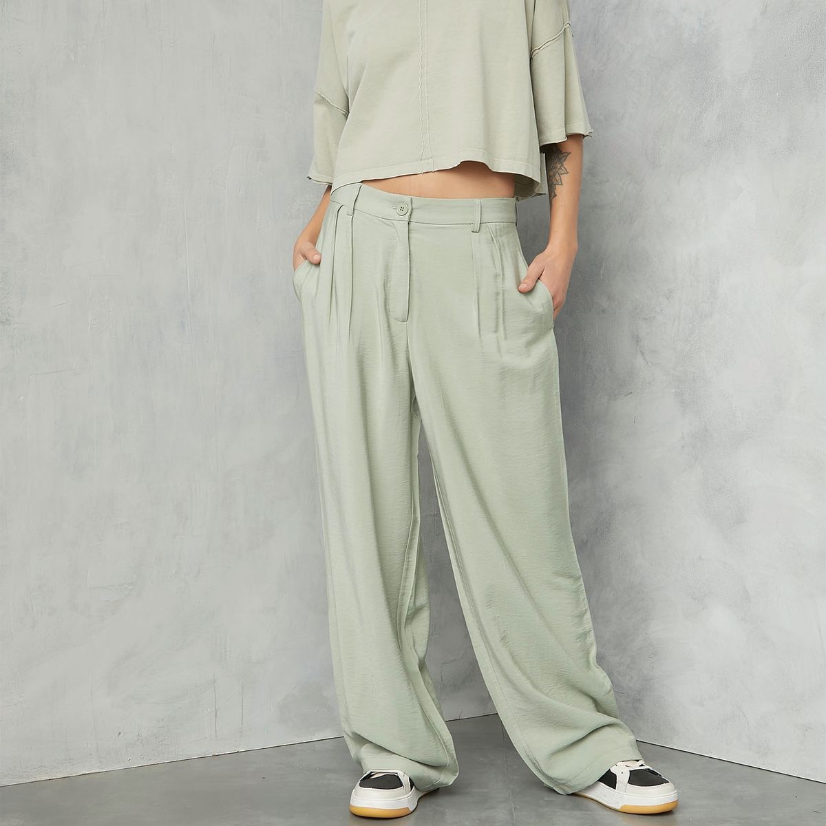 AMERICANINO - Pantalón Recto Tiro Medio Mujer Americanino