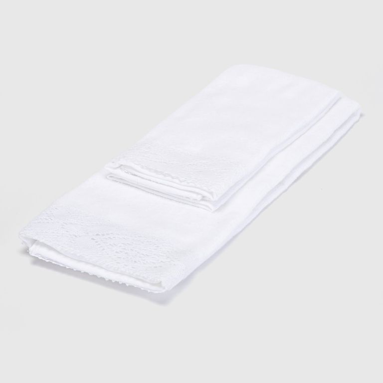 Juego de Toallas Encaje Blanco Algodón