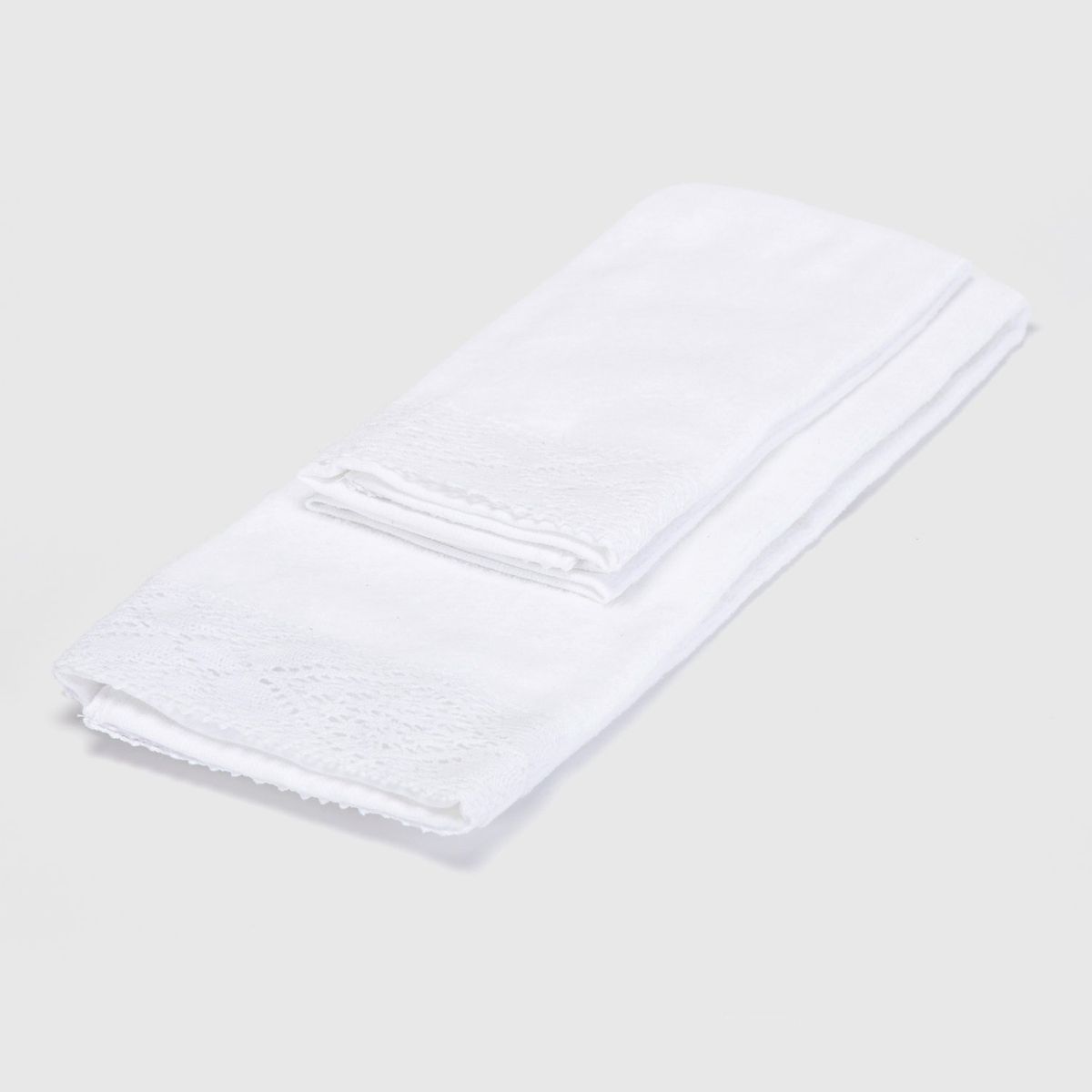 ROBERTA ALLEN - Juego de Toallas Encaje Blanco Algodón Roberta Allen