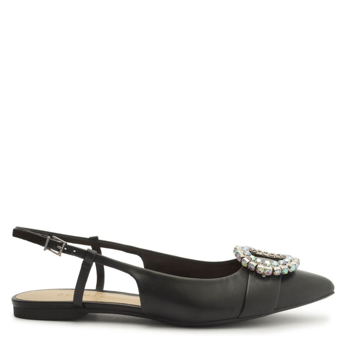 SCHUTZ - Sandalia Plana Mujer Cuero Negro Schutz