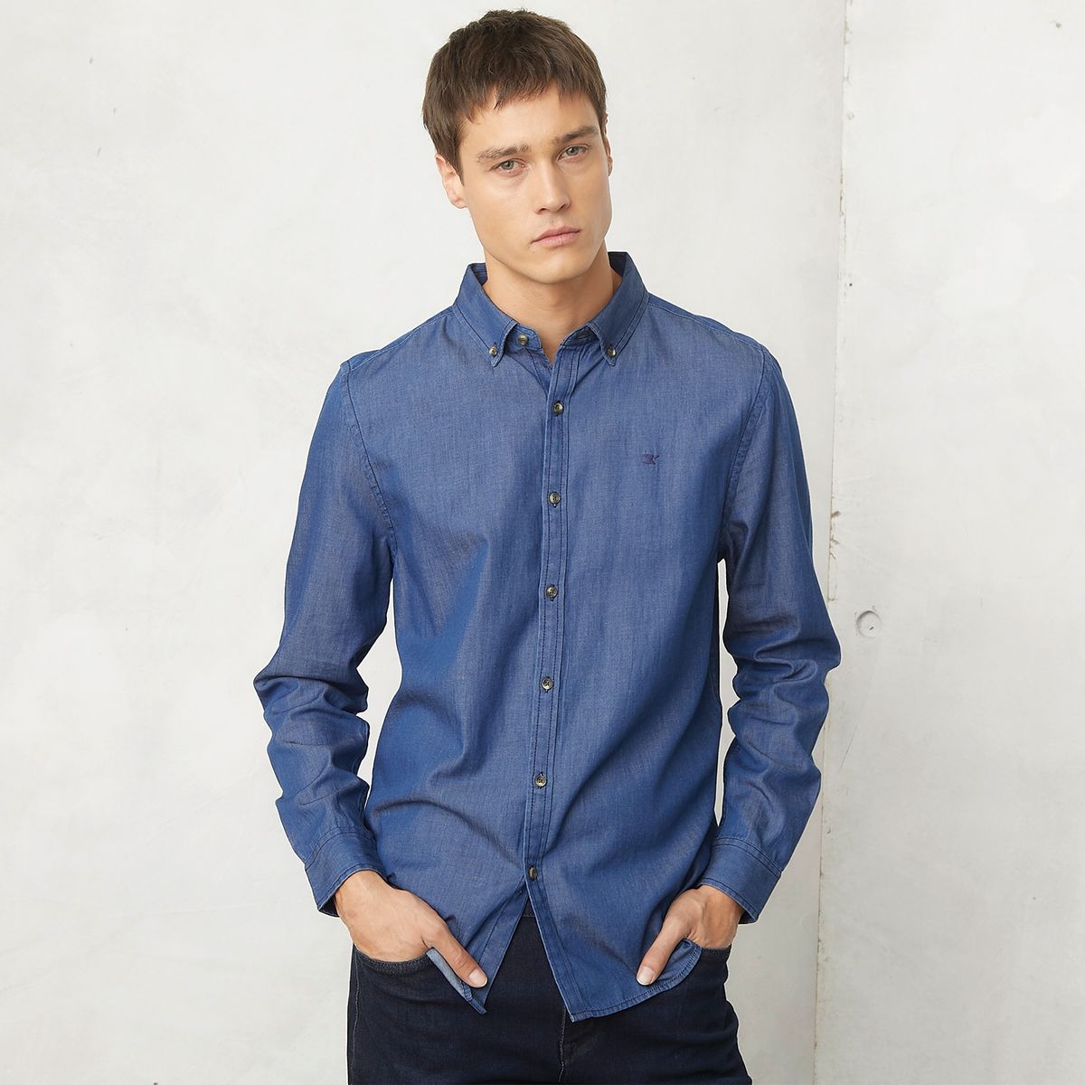 WOLF&HANK - Camisa Denim Slim Fit Hombre Wolf&Hank