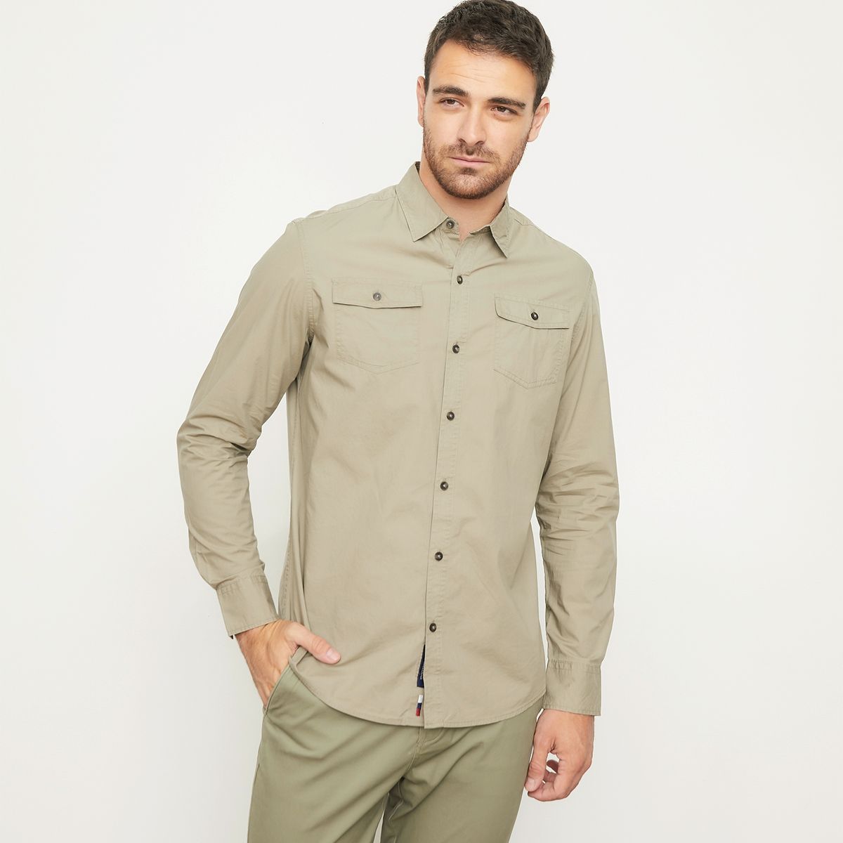 UNIVERSITY CLUB - Camisa Casual Manga Larga Algodón Hombre University Club