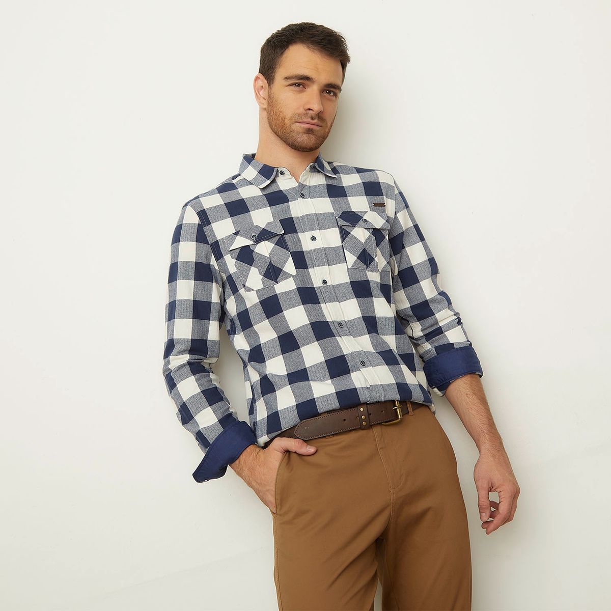 UNIVERSITY CLUB - Camisa Casual Manga Larga Algodón Hombre University Club