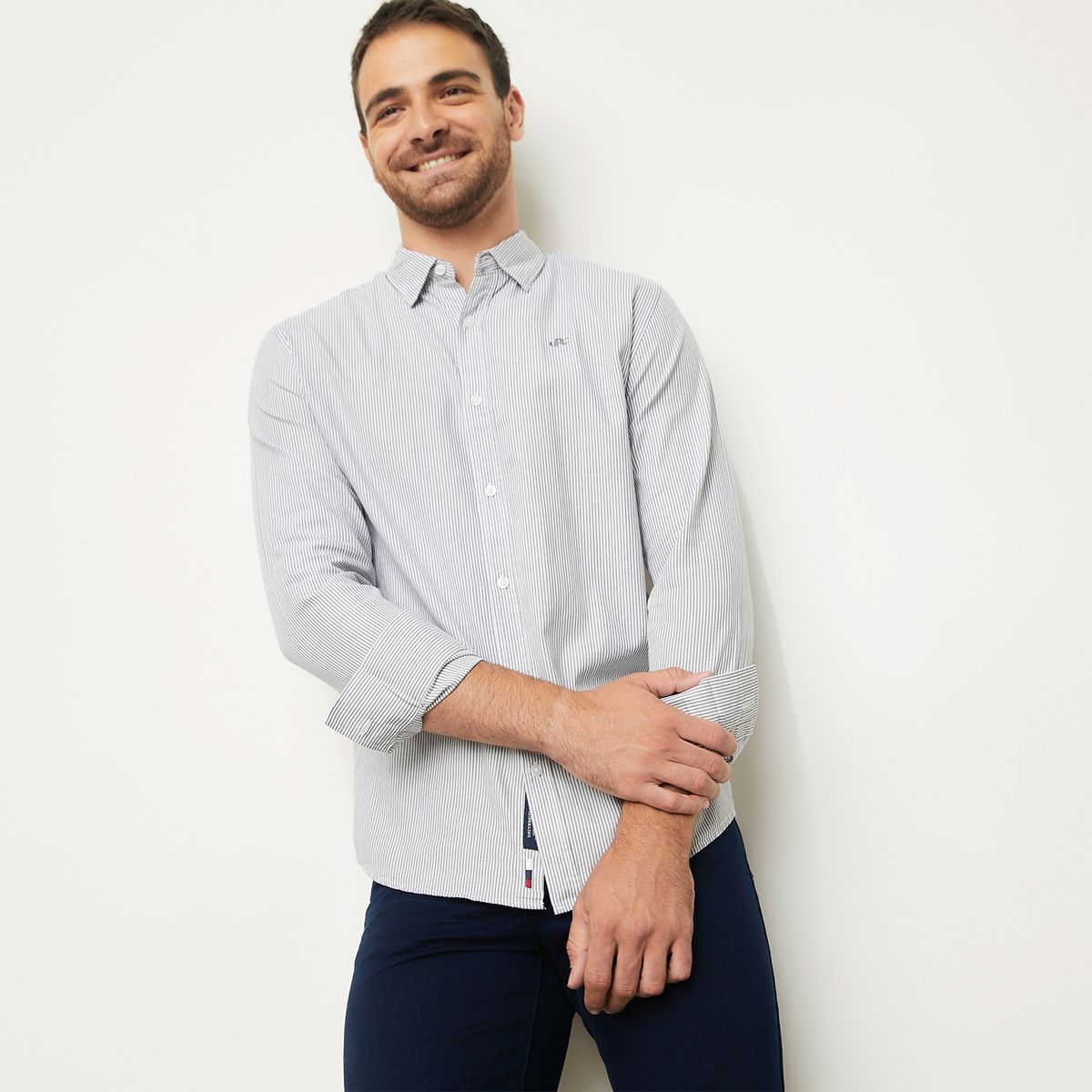 UNIVERSITY CLUB - Camisa Casual Manga Larga Algodón Hombre University Club