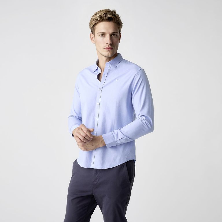 Camisa Manga Larga Algodón Slim Fit Hombre
