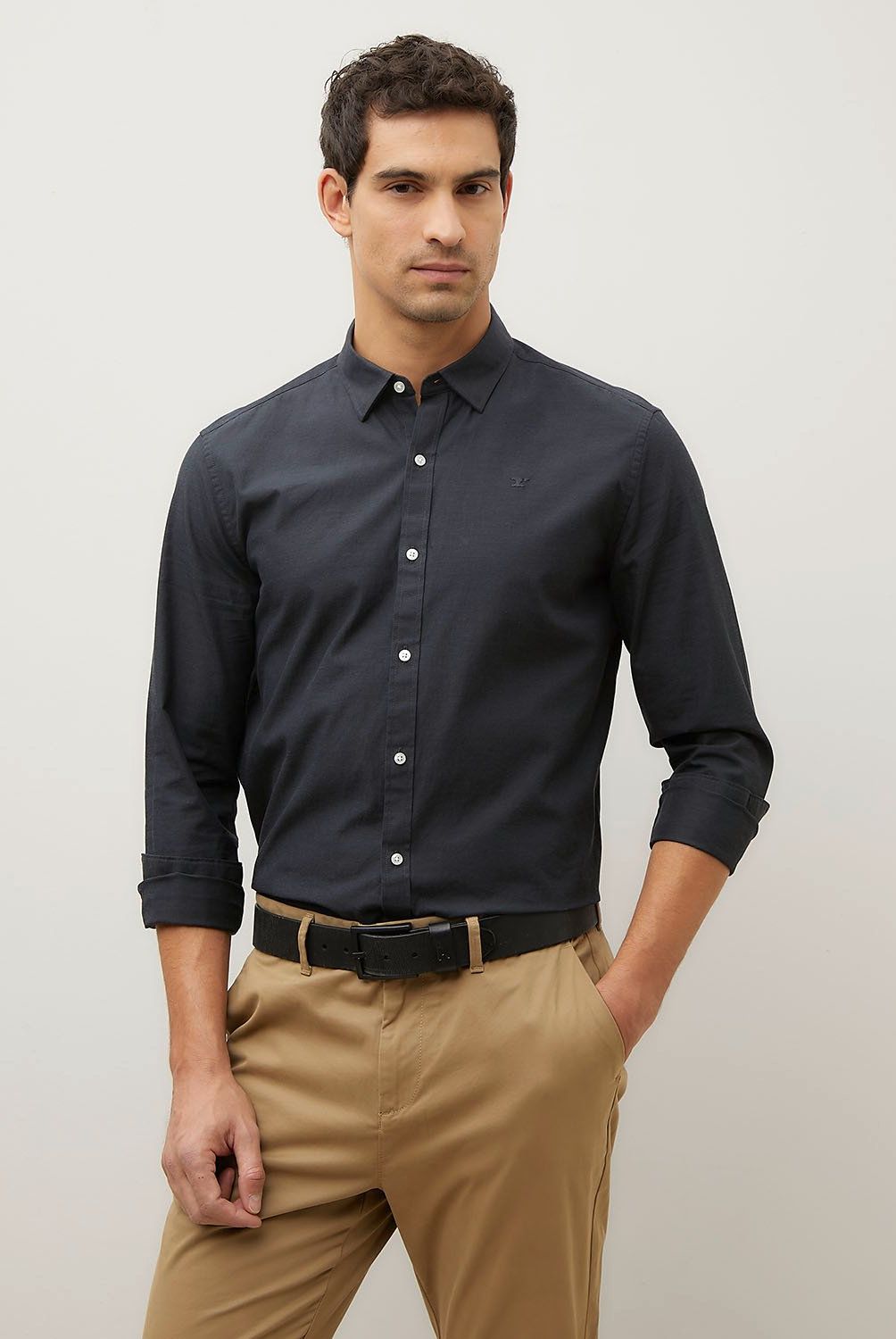 WOLF&HANK - Camisa Casual Hombre Wolf&Hank Slim Fit Algodón Liso