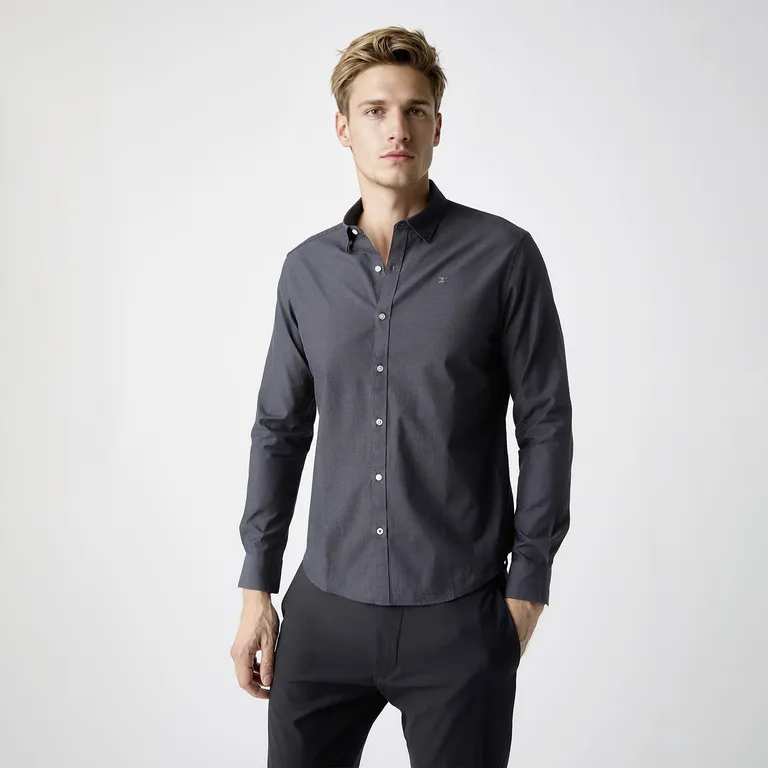 Camisa Manga Larga Algodón Slim Fit Hombre