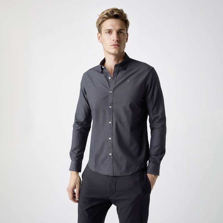 Camisa Manga Larga Algodón Slim Fit Hombre
