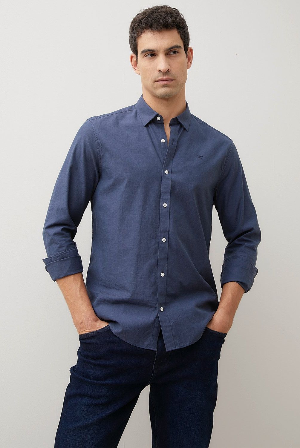 WOLF&HANK - Camisa Casual Hombre Wolf&Hank Slim Fit Algodón Liso