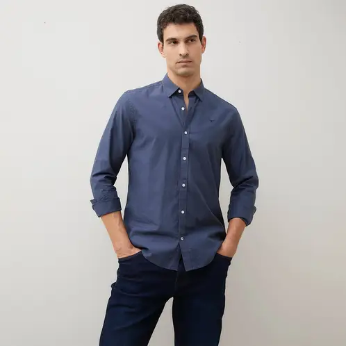 WOLF&HANK - Camisa Casual Hombre Slim Fit Algodón Liso