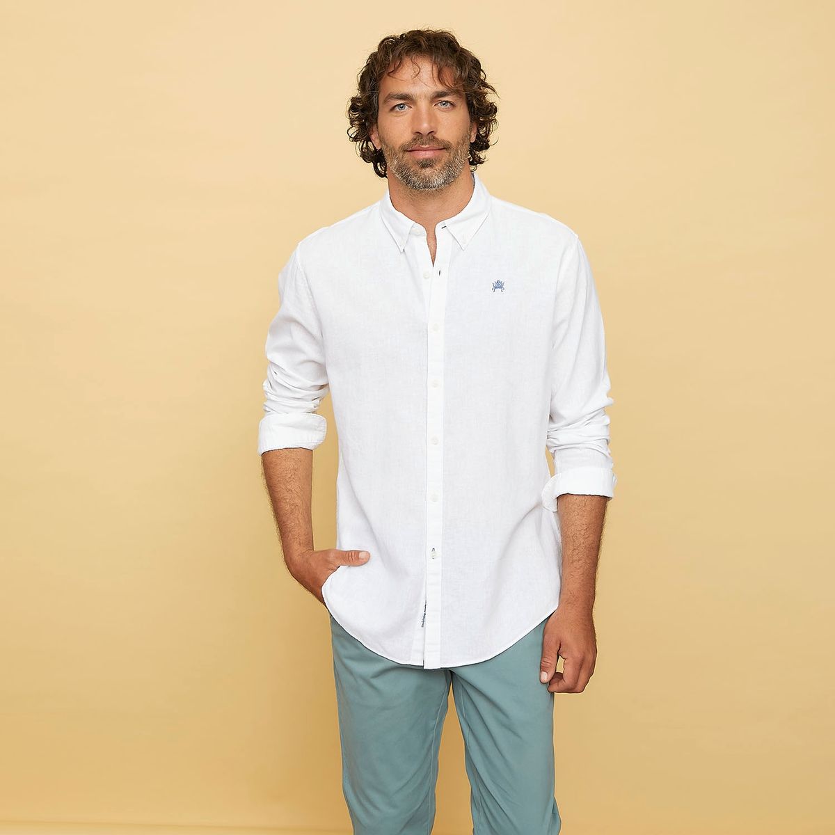 CASCAIS - Camisa Casual Manga Larga Lino Hombre Cascais