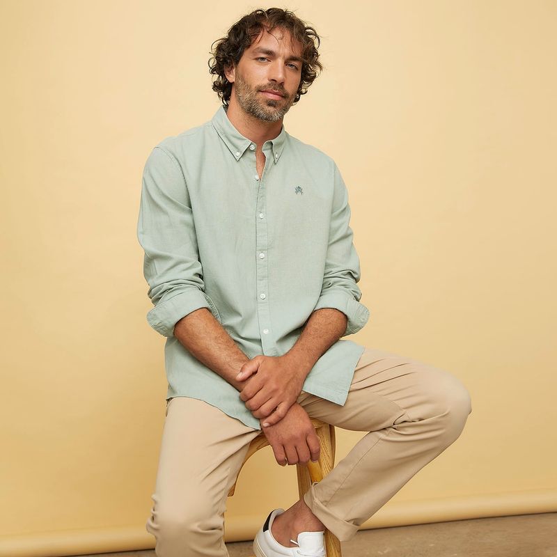 CASCAIS - Camisa Casual Manga Larga Lino Hombre Cascais