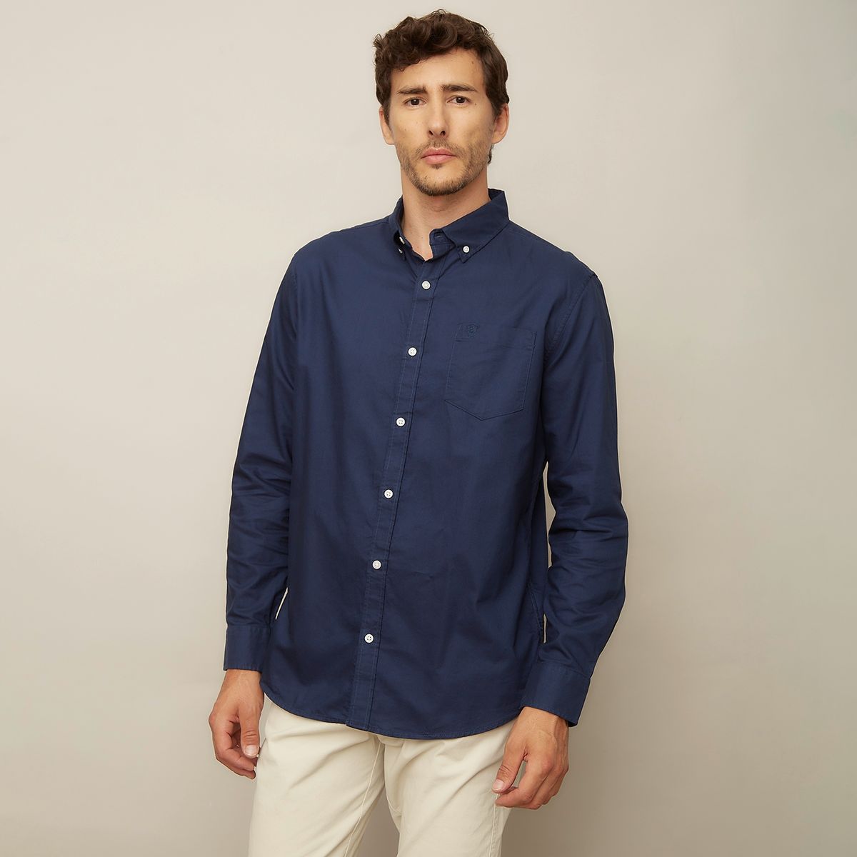 CHRISTIAN LACROIX - Camisa Manga Larga Lisa Casual Regular Fit Hombre Christian Lacroix