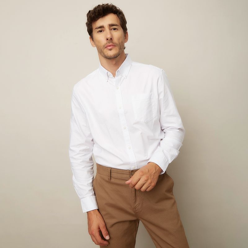 CHRISTIAN LACROIX - Camisa Manga Larga Lisa Casual Regular Fit Hombre Christian Lacroix