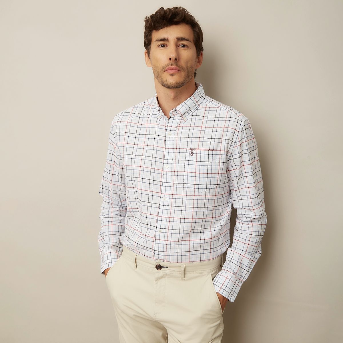 CHRISTIAN LACROIX - Camisa Manga Larga Lisa Casual Regular Fit Hombre Christian Lacroix