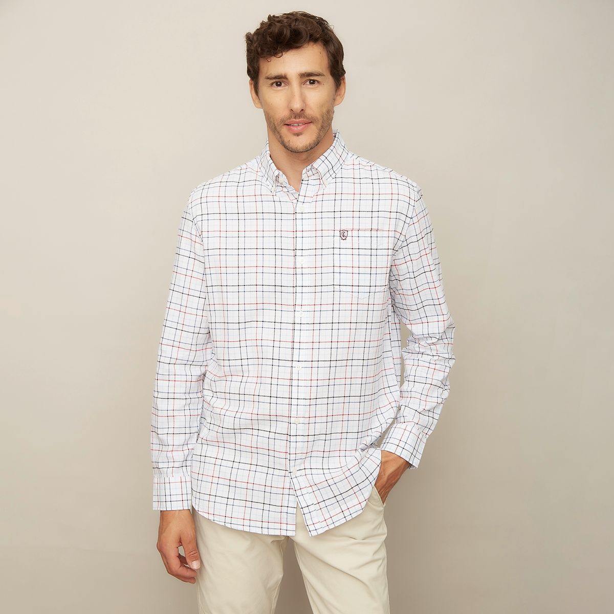 CHRISTIAN LACROIX - Camisa Manga Larga Lisa Casual Regular Fit Hombre Christian Lacroix