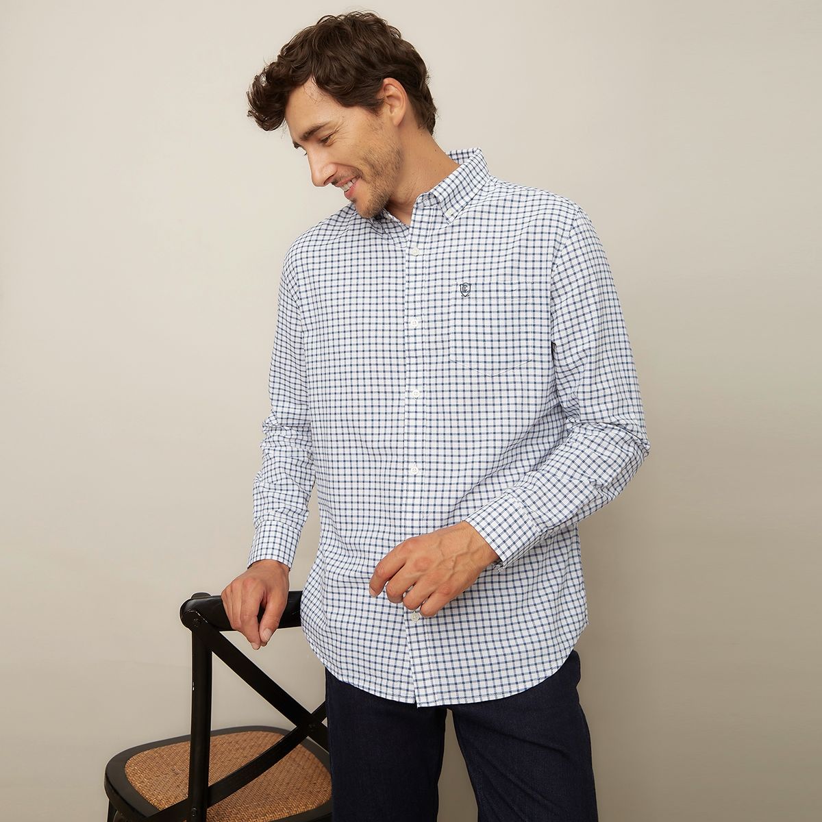 CHRISTIAN LACROIX - Camisa Manga Larga Lisa Casual Regular Fit Hombre Christian Lacroix