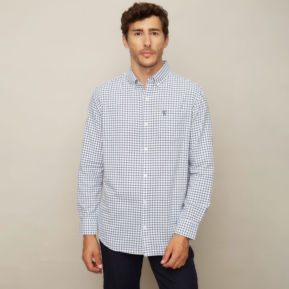 CHRISTIAN LACROIX - Camisa Manga Larga Lisa Casual Regular Fit Hombre Christian Lacroix