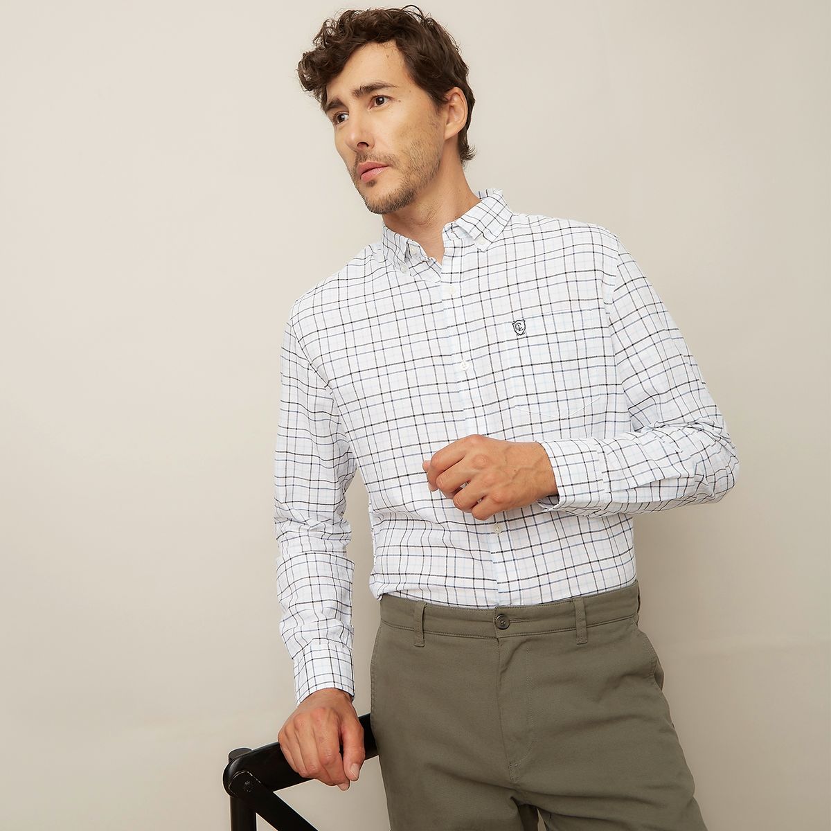 CHRISTIAN LACROIX - Camisa Manga Larga Lisa Casual Regular Fit Hombre Christian Lacroix