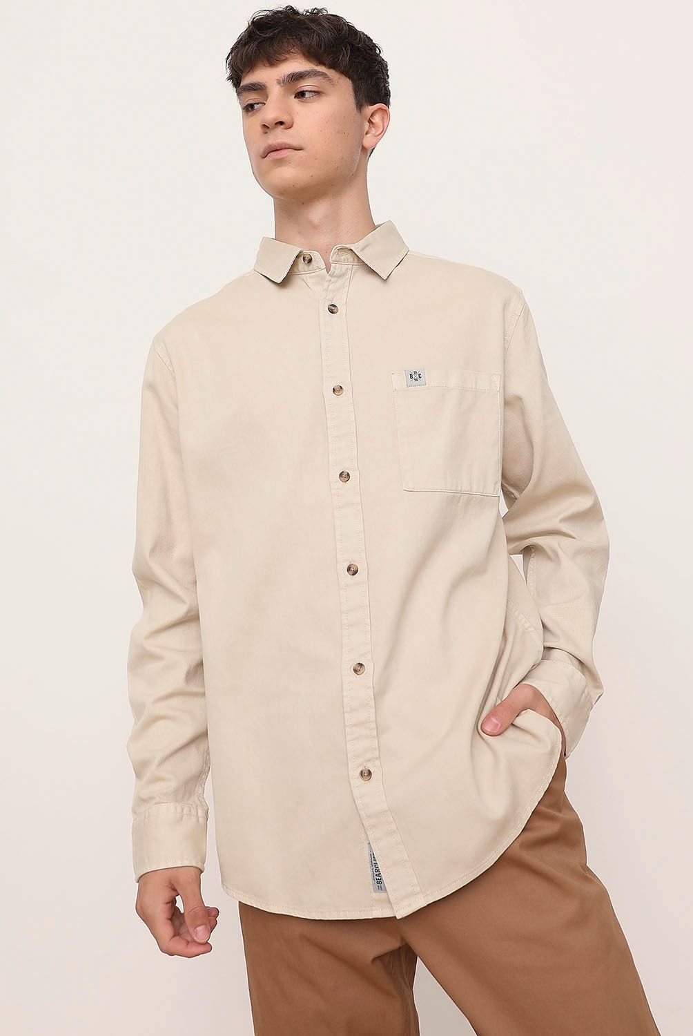 BEARCLIFF - Camisa Casual Manga Larga Algodón Hombre Bearcliff