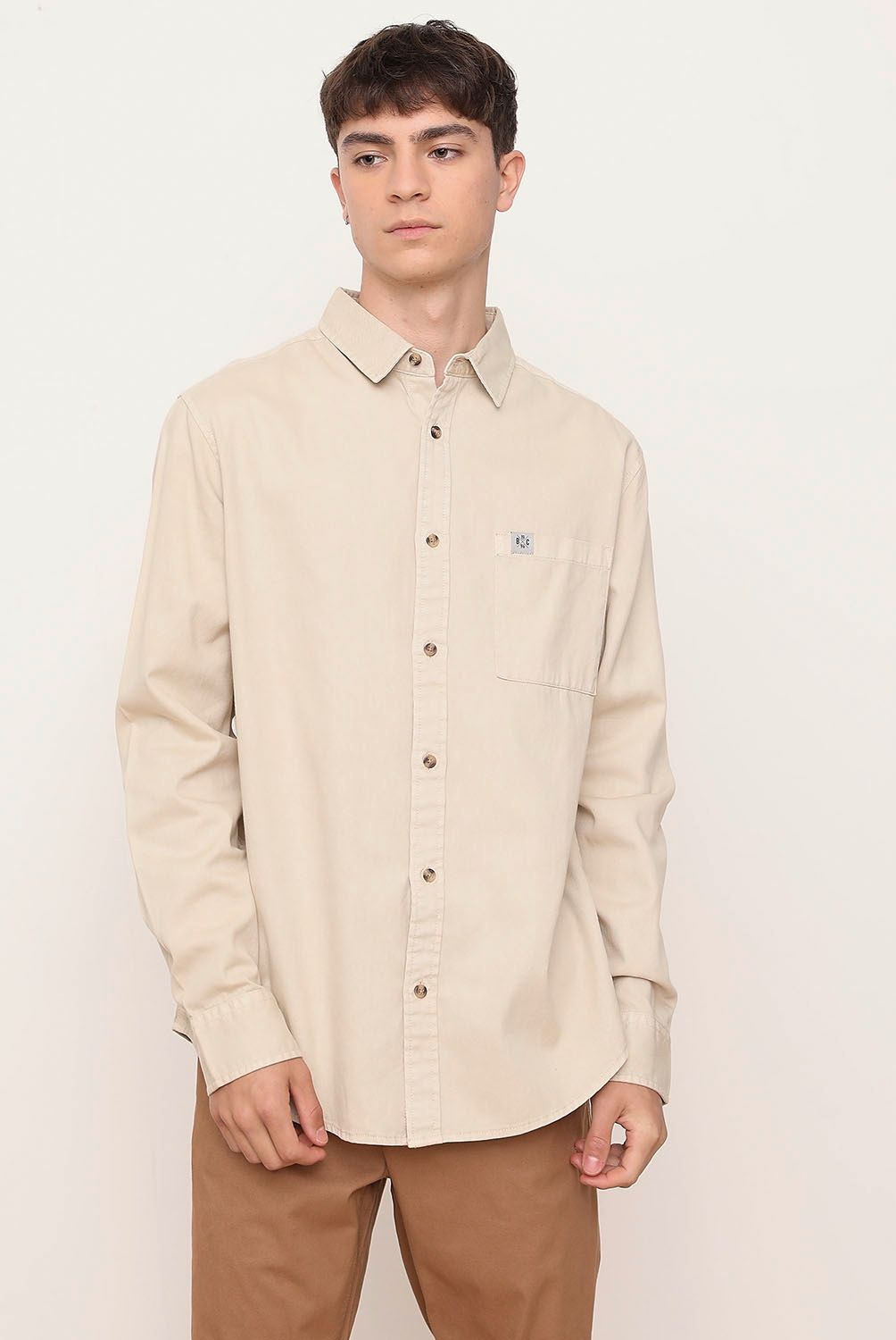 BEARCLIFF - Camisa Casual Manga Larga Algodón Hombre Bearcliff
