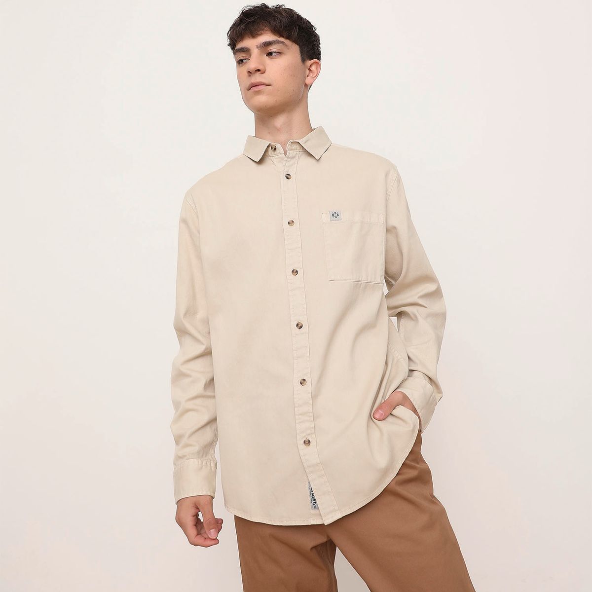 BEARCLIFF - Camisa Casual Manga Larga Algodón Hombre Bearcliff