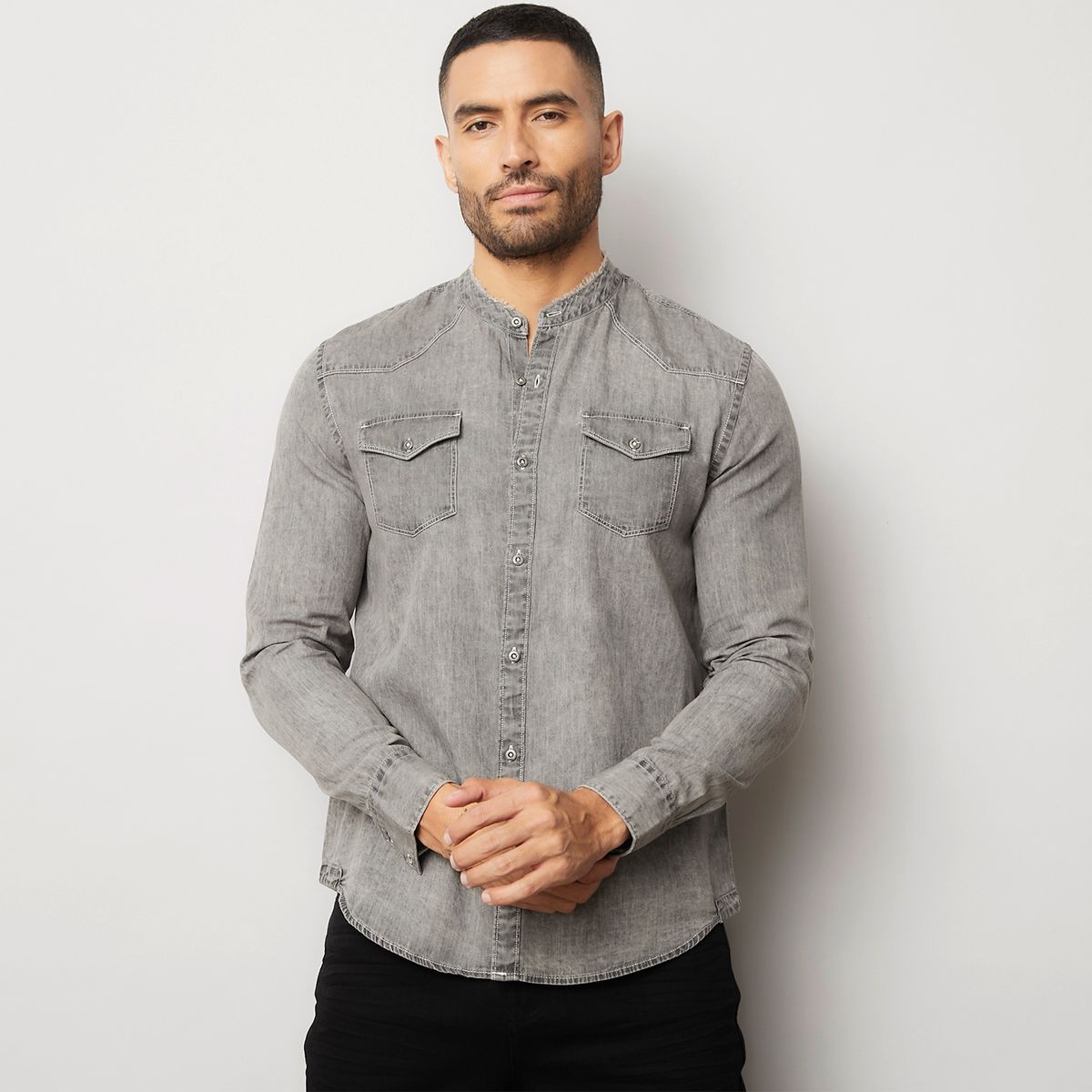 MOSSIMO - Camisa Casual Manga Larga Algodón Hombre Mossimo