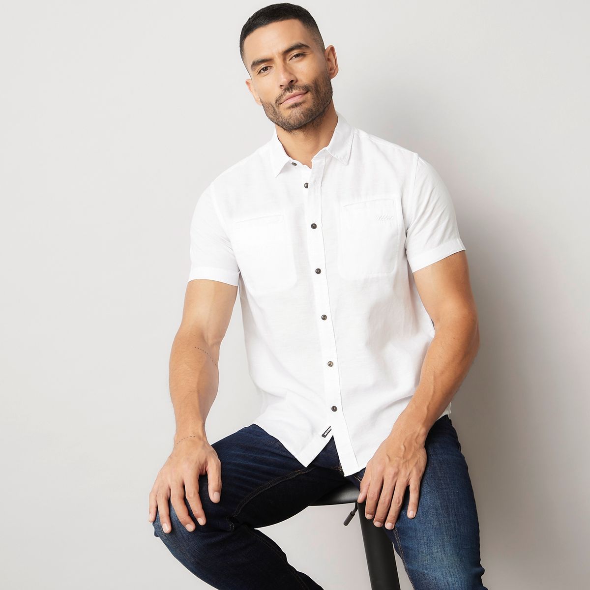 MOSSIMO - Camisa Casual Manga Corta Algodón Hombre Mossimo