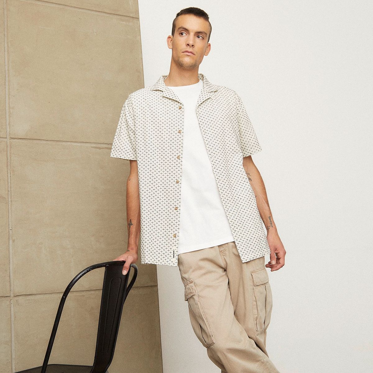 AMERICANINO - Camisa Casual Manga Corta Algodón Hombre Americanino