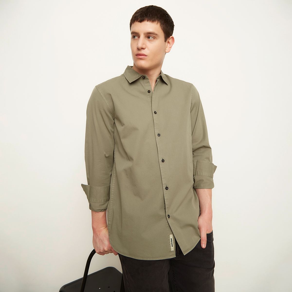 AMERICANINO - Camisa Casual Manga Larga Algodón Hombre Americanino