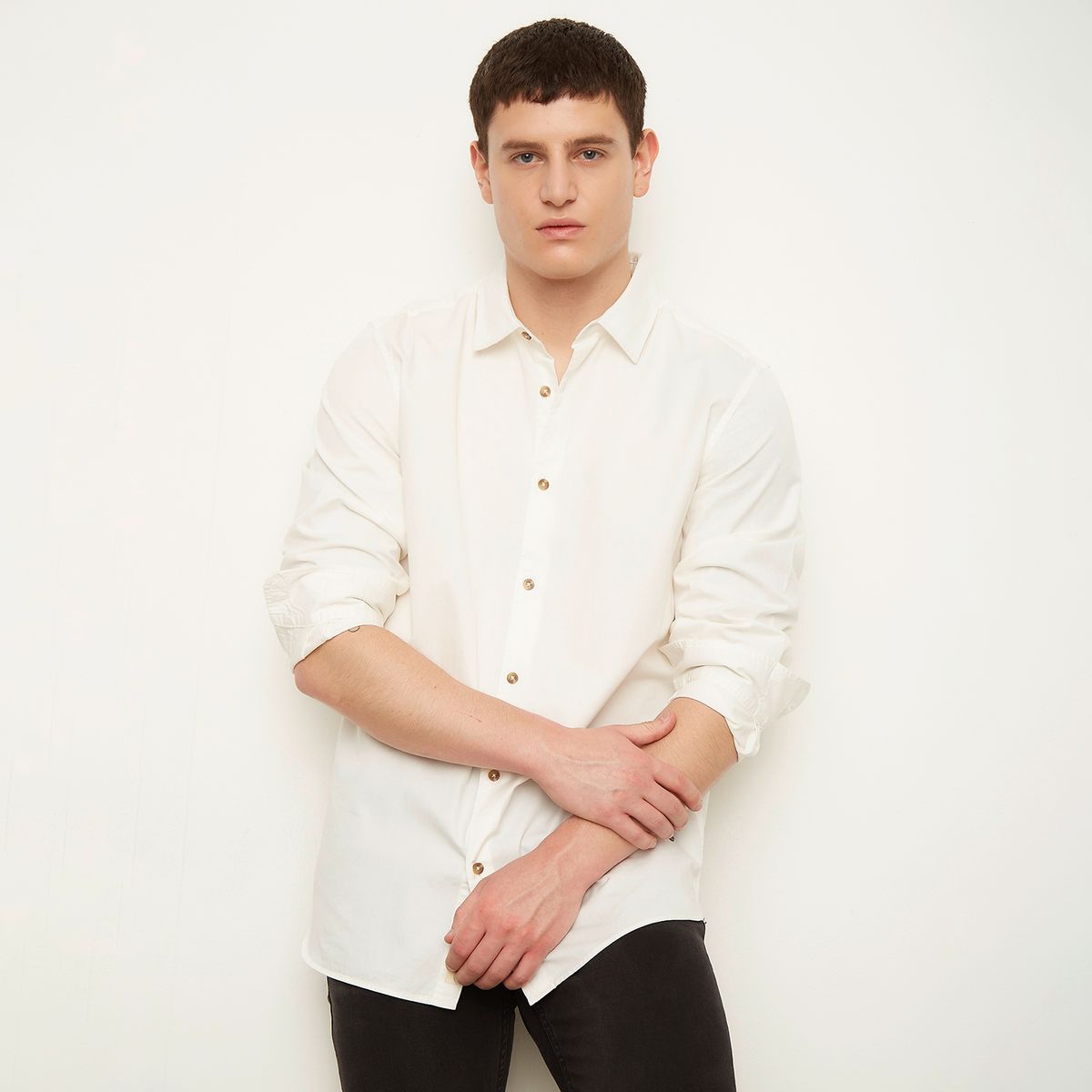 AMERICANINO - Camisa Casual Manga Larga Algodón Hombre Americanino