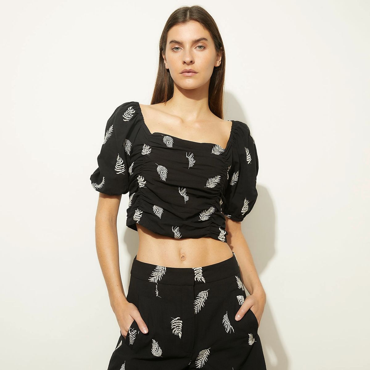 BASEMENT - Blusa Manga Corta Algodón Mujer Basement