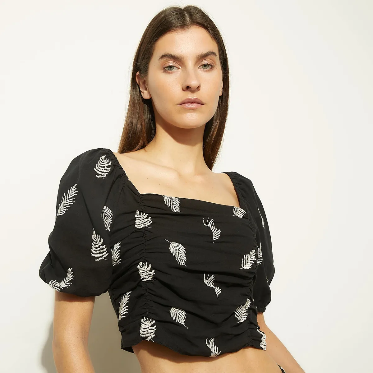 BASEMENT - Blusa Manga Corta Algodón Mujer Basement