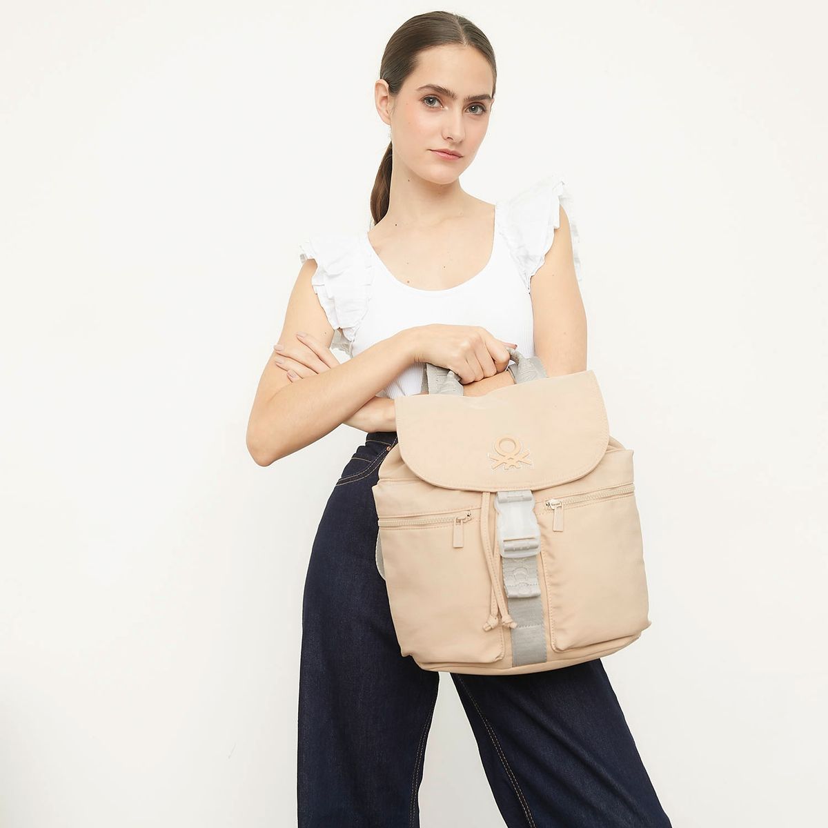 BENETTON - Mochila Negra Mujer Benetton