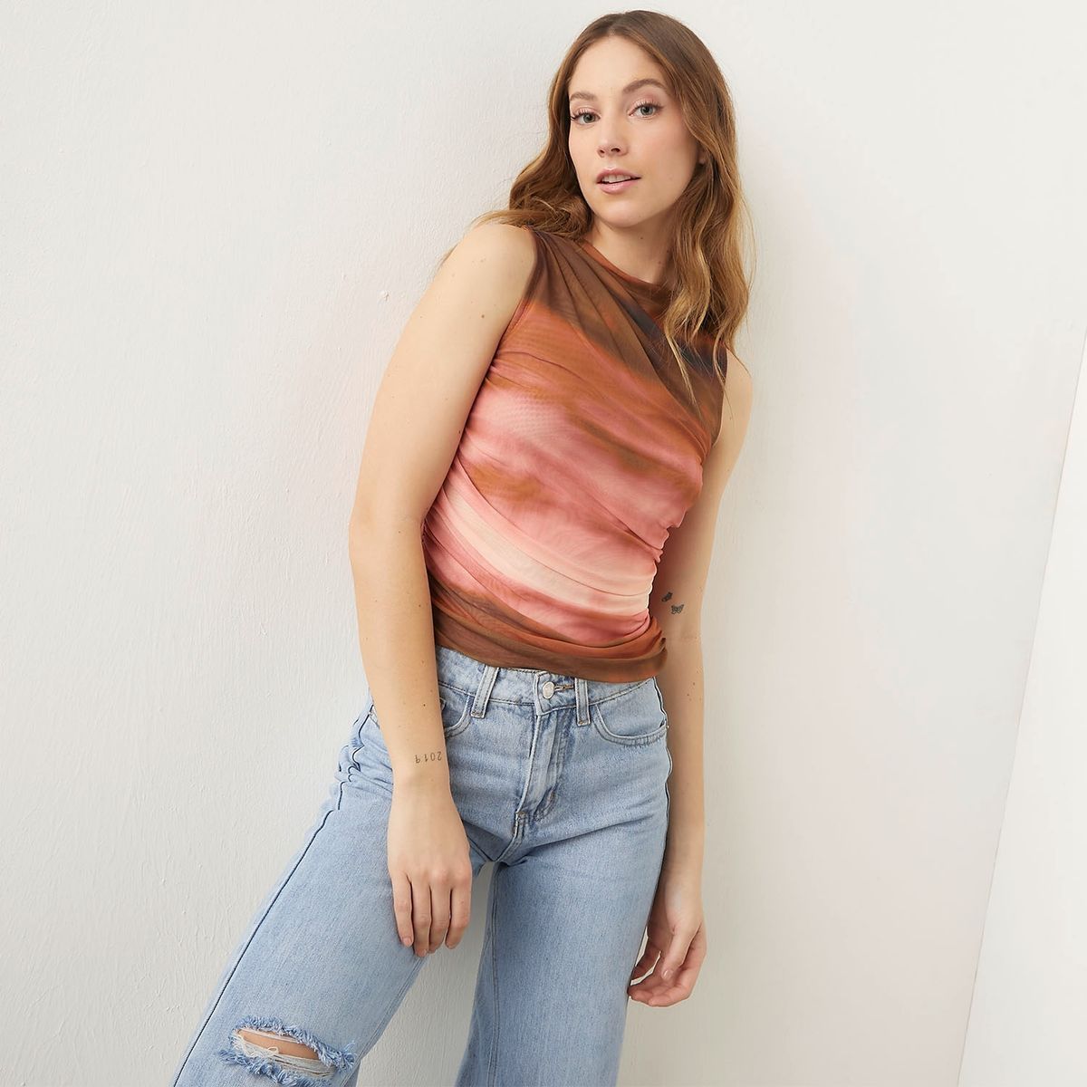 SYBILLA - Polera Mesh Sin Mangas Mujer Sybilla